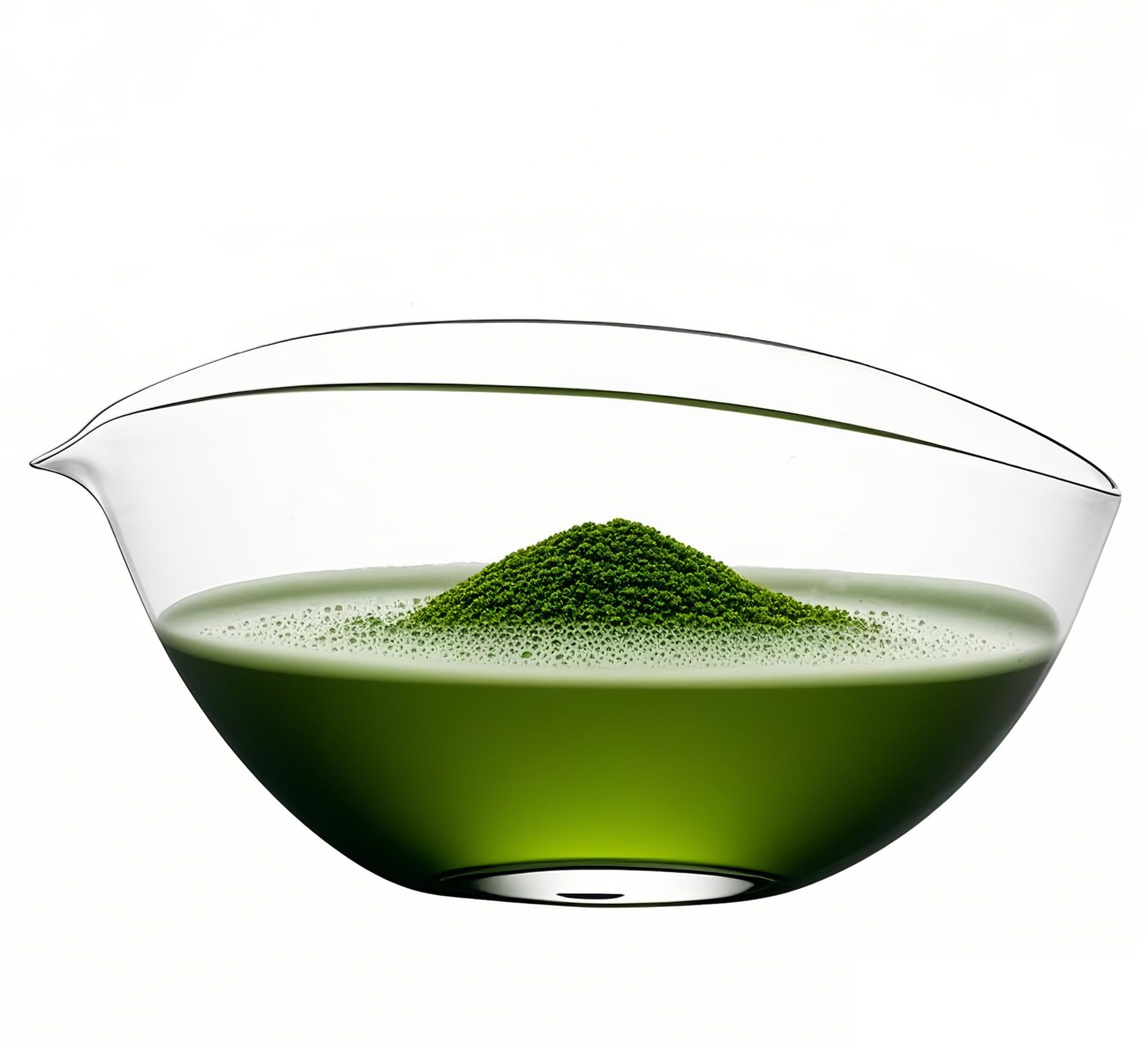 LamChyar Matcha Bowl with Spout, Lead-Free Glass Tea Bowl with Pour Spout 7 Oz, Japanese Style Chawan, Matcha Ceremony Accessories