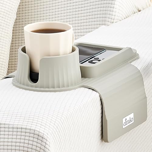 Couch Cup Holder Tray, Elimiko Silicone Sofa Drink Holder with