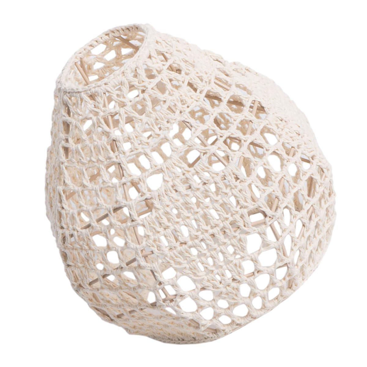 KALLORY Bohemian Pendant Lamp Shade Ceiling Lamp Cover Hand Woven Cotton Rope Hanging Light Shade with Iron Frame Suitable for Bedroom and Living Room Decoration