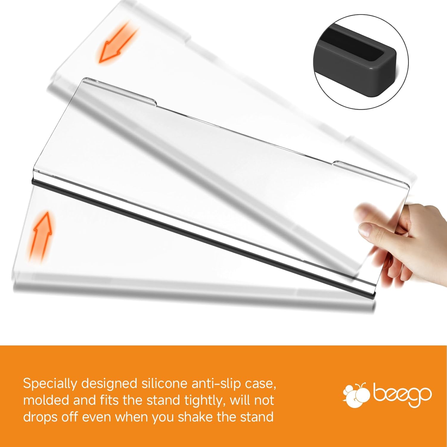 Beego Ergonomic Computer Keyboard Stand - Clear Acrylic Keyboard Riser Tilted Keyboard Holder Keyboard Tray with Black Non-Slip Strip for Easy Typing at Home School Office Desk Accessories