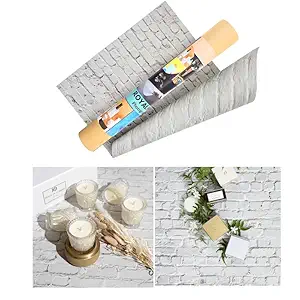 Royalkart 1 Sheet 2 in 1 Photography Backdrop 3D Flat Lay Tabletop Double-Sided 56x88 CM Photo Background PVC Coated Wrinkle-Free for Small Products Food (Brick Wall)