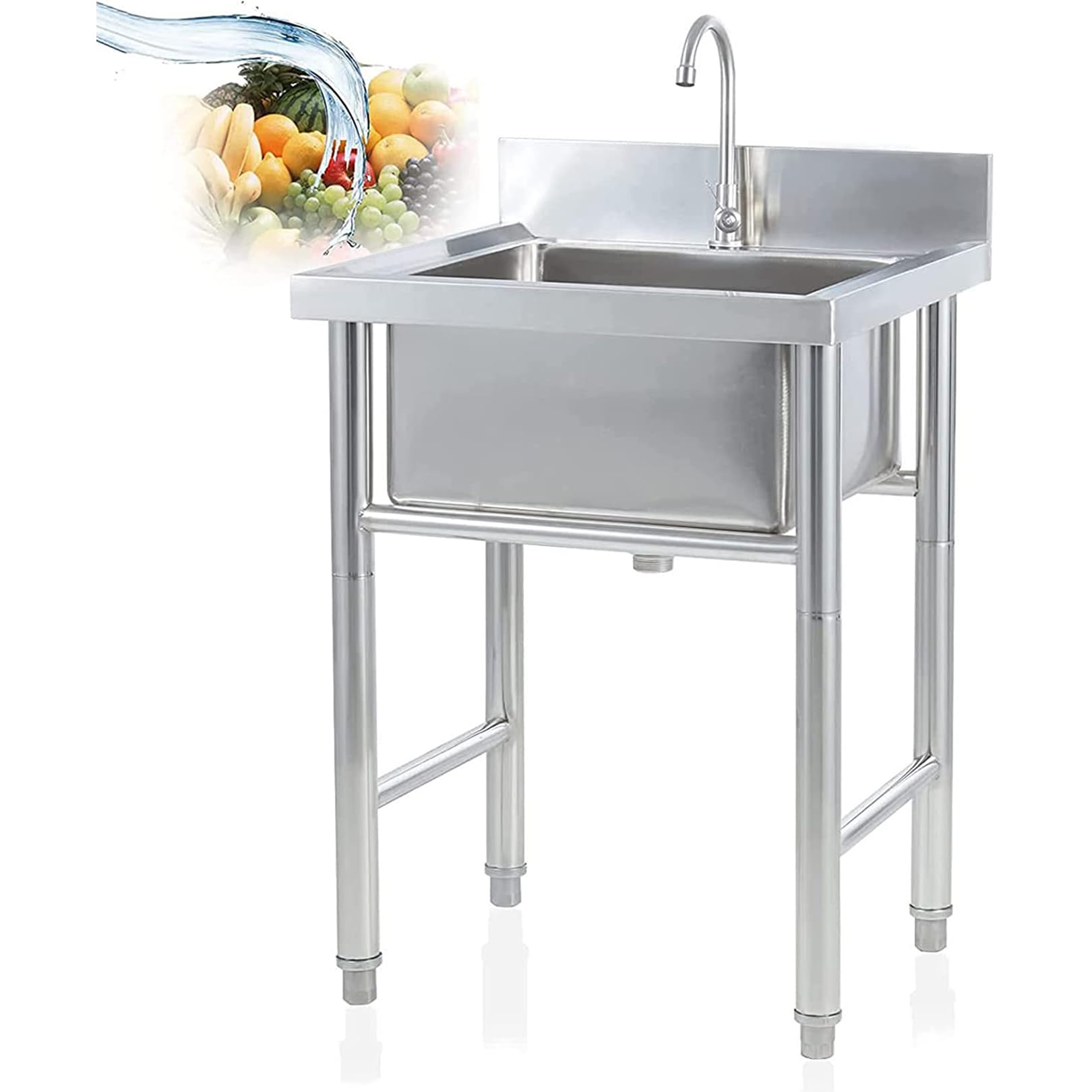 Szczotkowana stal nierdzewna głęboka pojedyncza miska zlewozmywak kuchenny 68 cm x 45 cm wpuszczany z 2 otworami - idealny do modernizacji nowoczesnej kuchni i łatwej instalacji