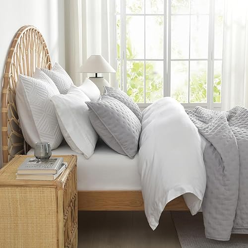 Miniatura 4 de Wistown Juego de ropa de cama reversible tamaño King, 3 piezas, suave y ligero, colcha para todas las estaciones, patrón de relieve manchado, gris