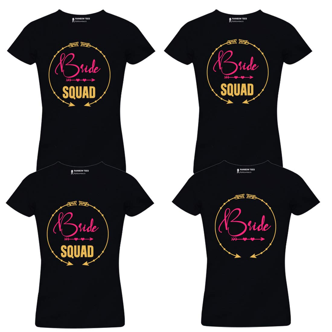 RAINBOWTEESBRIDE-Bride Squad -Love Arrow Women's t-shirts Set of 4 Tshirts for Women
