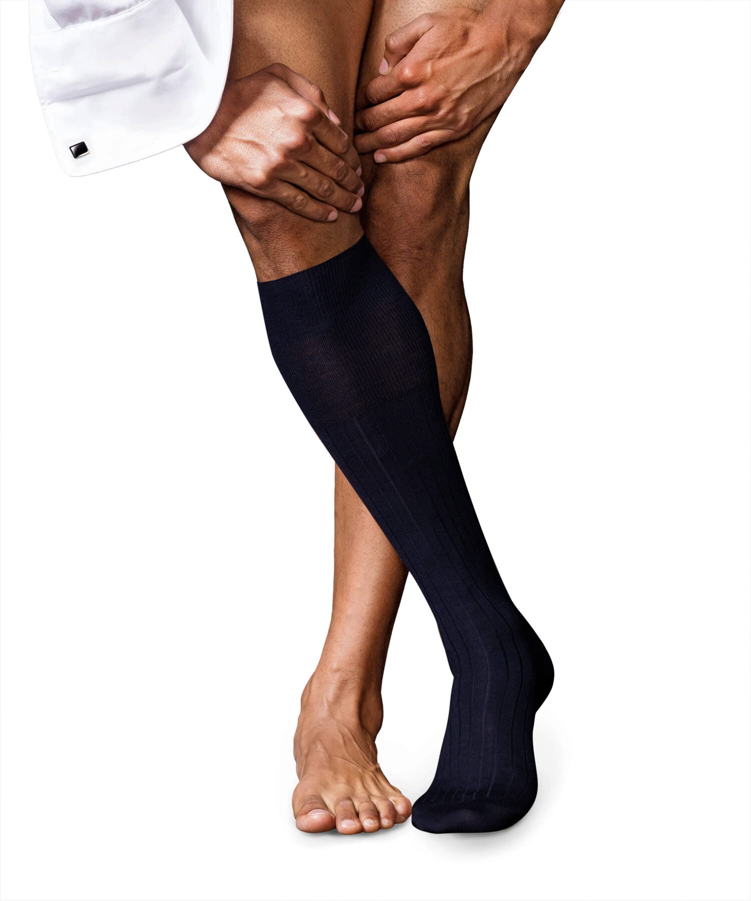 FALKE Men's No. 2 M Kh Cashmere Long Plain 1 Pair Knee-High Socks, Blue Dark Navy 6370, 5.5-6.5