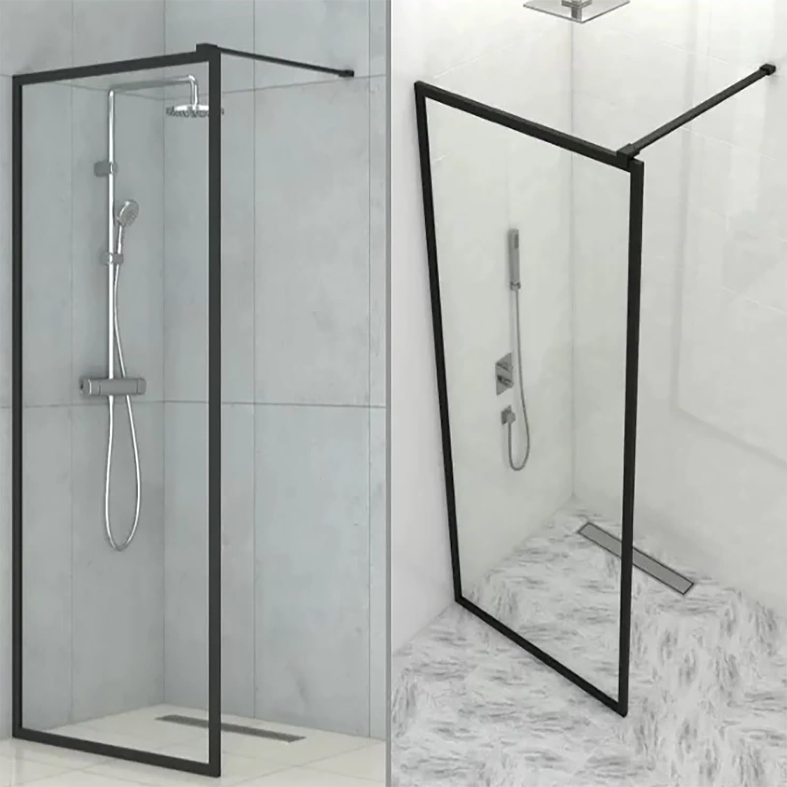 Szklany pręt wspornik szklany pręt do parawanu mokrego obszaru, wspornik ze szkła ze szkła INOX, idealny do łazienek / akwariów / hoteli (srebrny, 90 cm/35,4 cala)