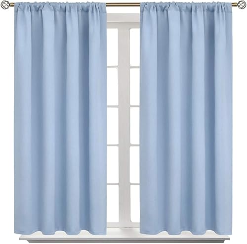 Miniatura 15 de Cortinas opacas con pestaña trasera y bolsillo para barra, cortinas opacas sólidas con aislamiento térmico para sala de estar, dormitorio (negro,