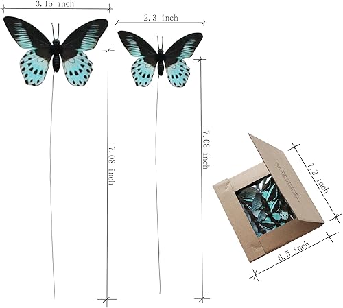 Miniatura 2 de Paquete de 12 decoraciones de mariposa, decoración de estacas de mariposa 3D, 2 tamaños de adorno de mariposa para el hogar, flores falsas,