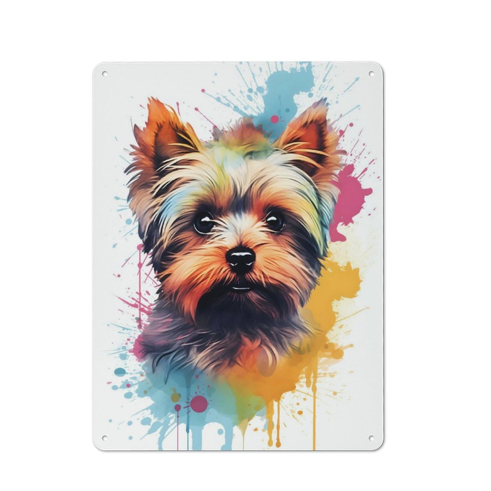 Junmoney Yorkshire Terrier Dog Rustic Tin Sign 40X30cm Featuring For Living Room Wall, For Metal Sign Collectors, For Garage And Workshop Walls