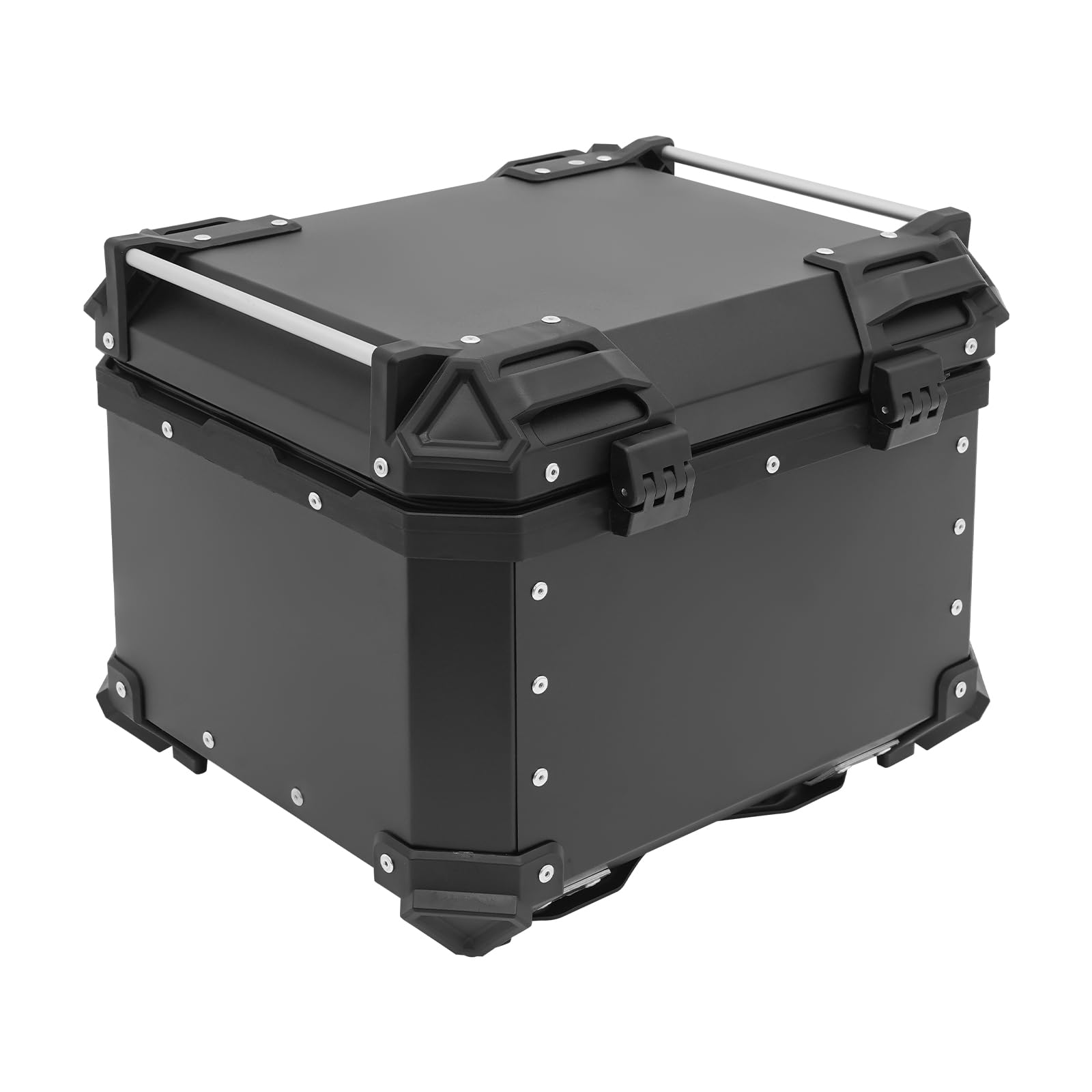 Maleta Superior Para Motocicleta De Aluminio 45L/55L/65L Con Pegatinas Reflectantes Y Candado, Capacidad Máxima De Carga 10Kg, Maleta Universal Negra Para Motocicleta