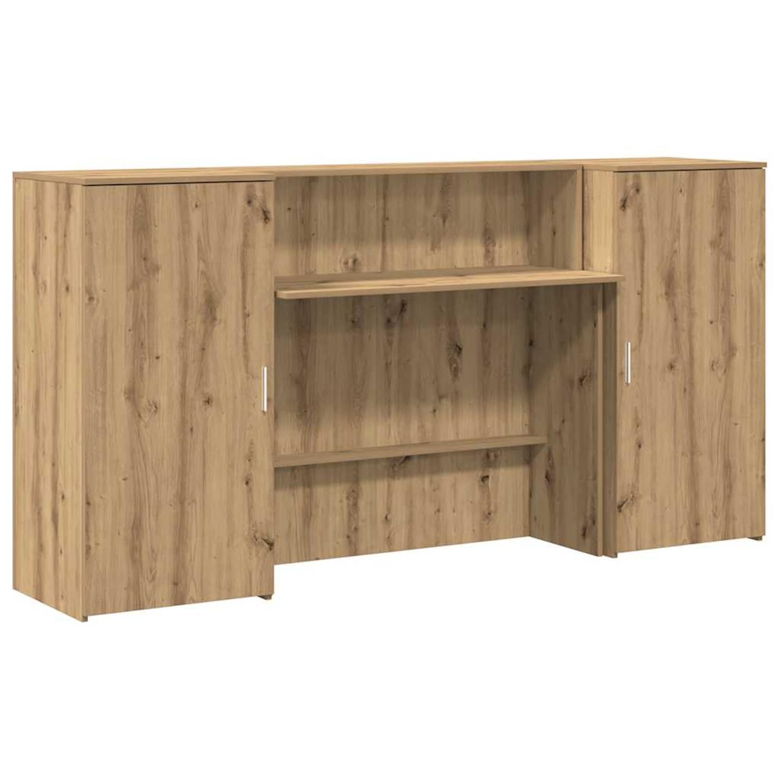 Homgoday Banco Reception con Armadietti 200x50x1035 cm Rovere Artigianale - Scrivania per Ufficio con Ampio Spazio di Archiviazione Truciolato Resistente Facile Montaggio