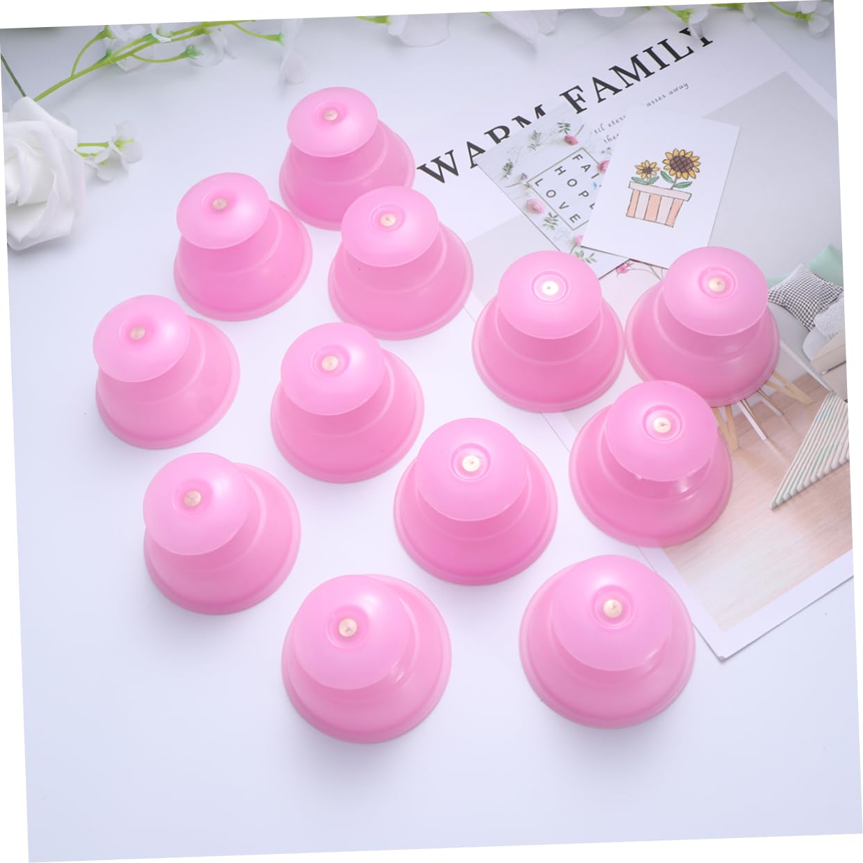 Ventouses de Massage en Silicone Rose, Lot de 12 Set de Set de Dos