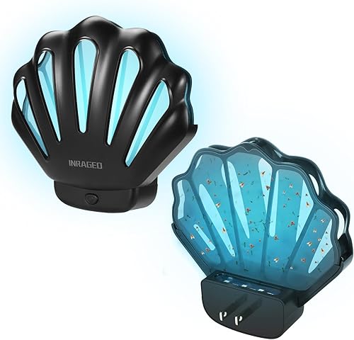 Trampa para insectos voladora HU002 - Trampa para moscas enchufable para interiores, matamoscas eléctrico para interiores, con luz nocturna,