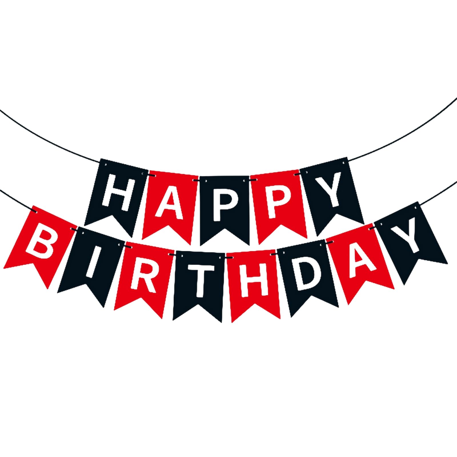 Hedayu Happy Birthday Banner, Black&Red Happy Birthday Decorations,Birthday banners Perfect for Indoor Outdoor Photo Backdrops Women Boys Kids Party and Wall Decor Supplies
