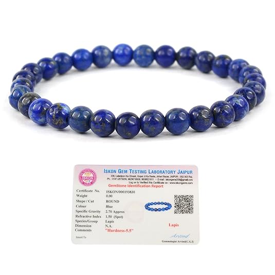 Reiki Crystal Products Certified Lapis Lazuli Bracelet Reiki Healing Crystal Stone 6 mm Bracelet, Charged By Reiki Grandmaster & Vastu Expert