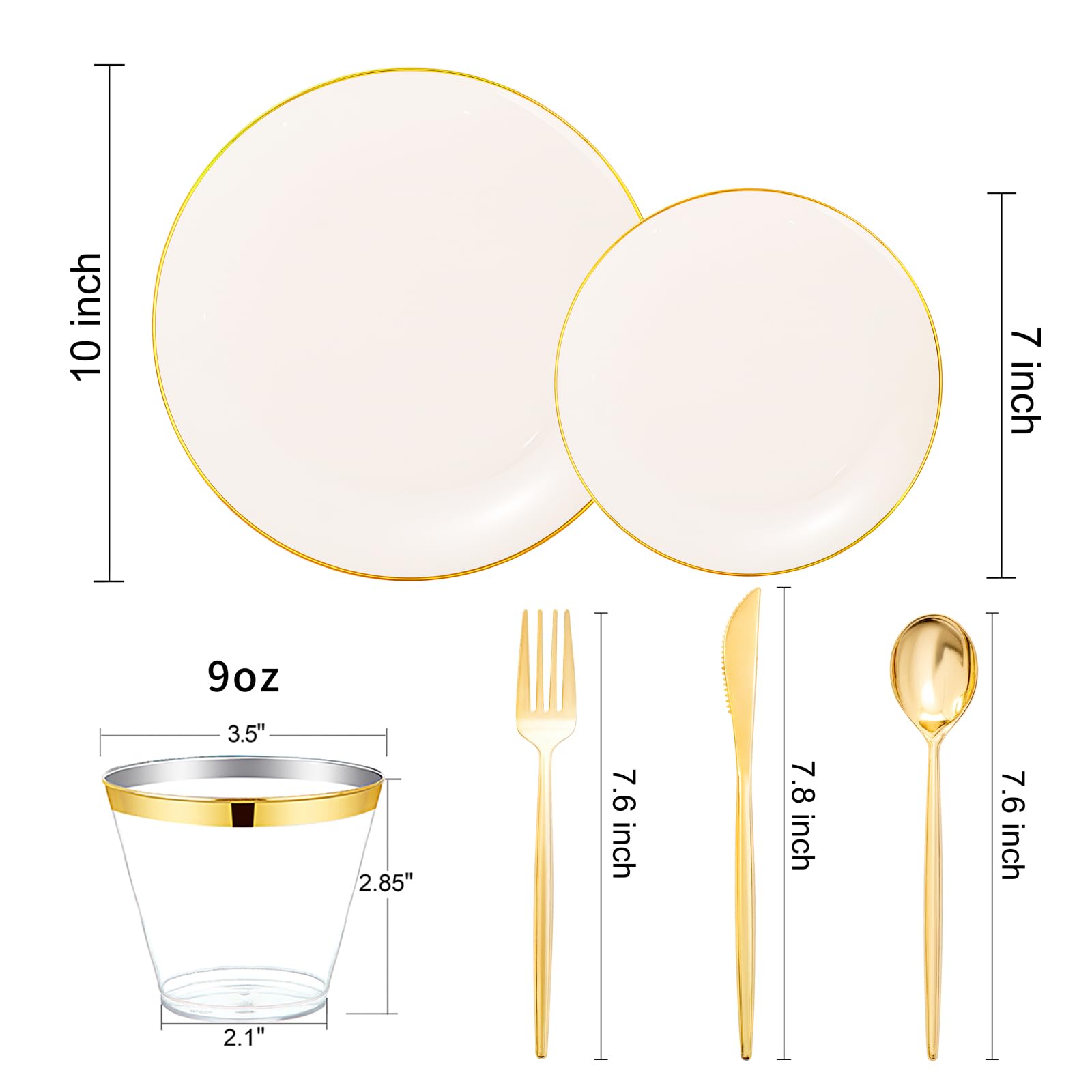 150 Ivory Plastic Plates - Party & Event Supplies -2