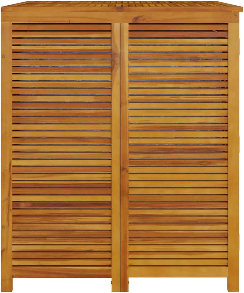 Patio Storage Box 27.6"x34.3"x40.9" Solid Wood Acacia,Acacia Wood Patio Storage Box Weather Resistant Organizer for Outdoor Cushions, Pillows, and Blankets Storage Boxes, Patio Furniture