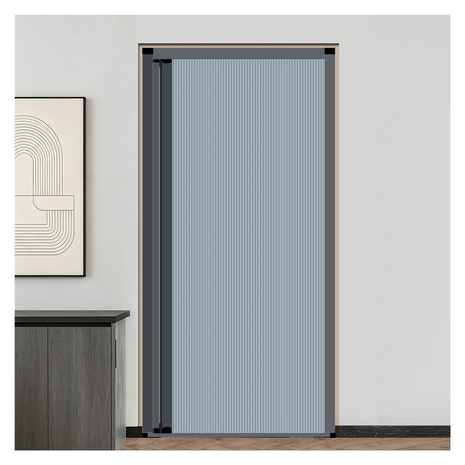 Kphymod Blue Portable No Drill Temporary Door, Retractable Accordion Screen Divider, Blackout Honeycomb Fabric For Rental House Small Space Separation(,80X210cm)