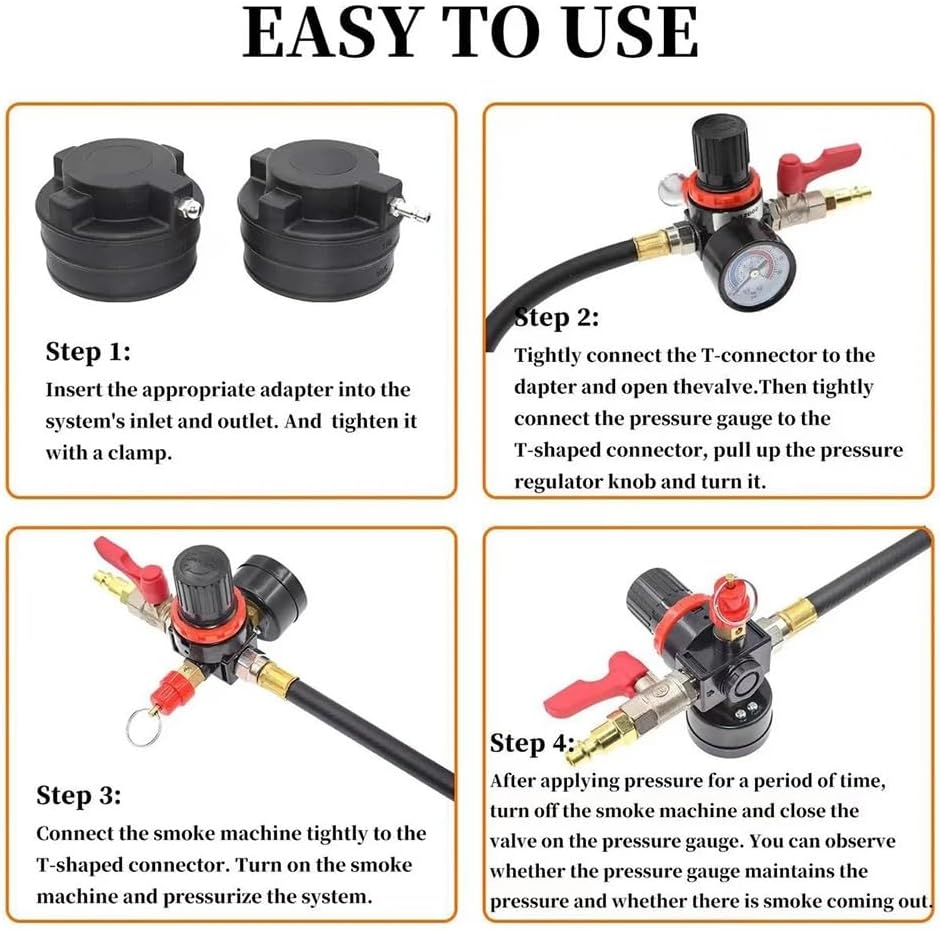 20Pcs Turbo System Leakage Tester Kit Turbocharger Air Pressure Guage Cooling System with 16 Stepped Adapters 1-1/4'' to 4-1/4''