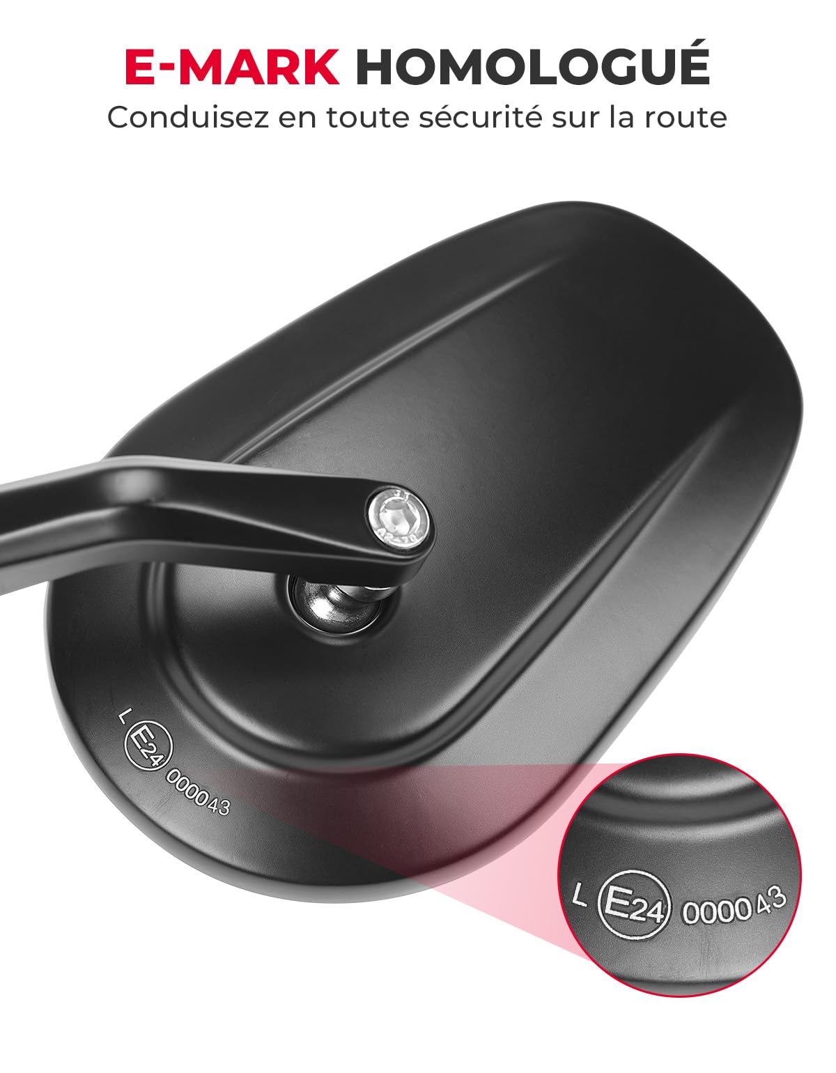 KEMIMOTO Rétroviseurs Moto Homologués, Lot de 2 Rétroviseurs Universels 7/8" 22 mm, Pliables Rotatifs à 360° Compatibles avec les Scooters ATV