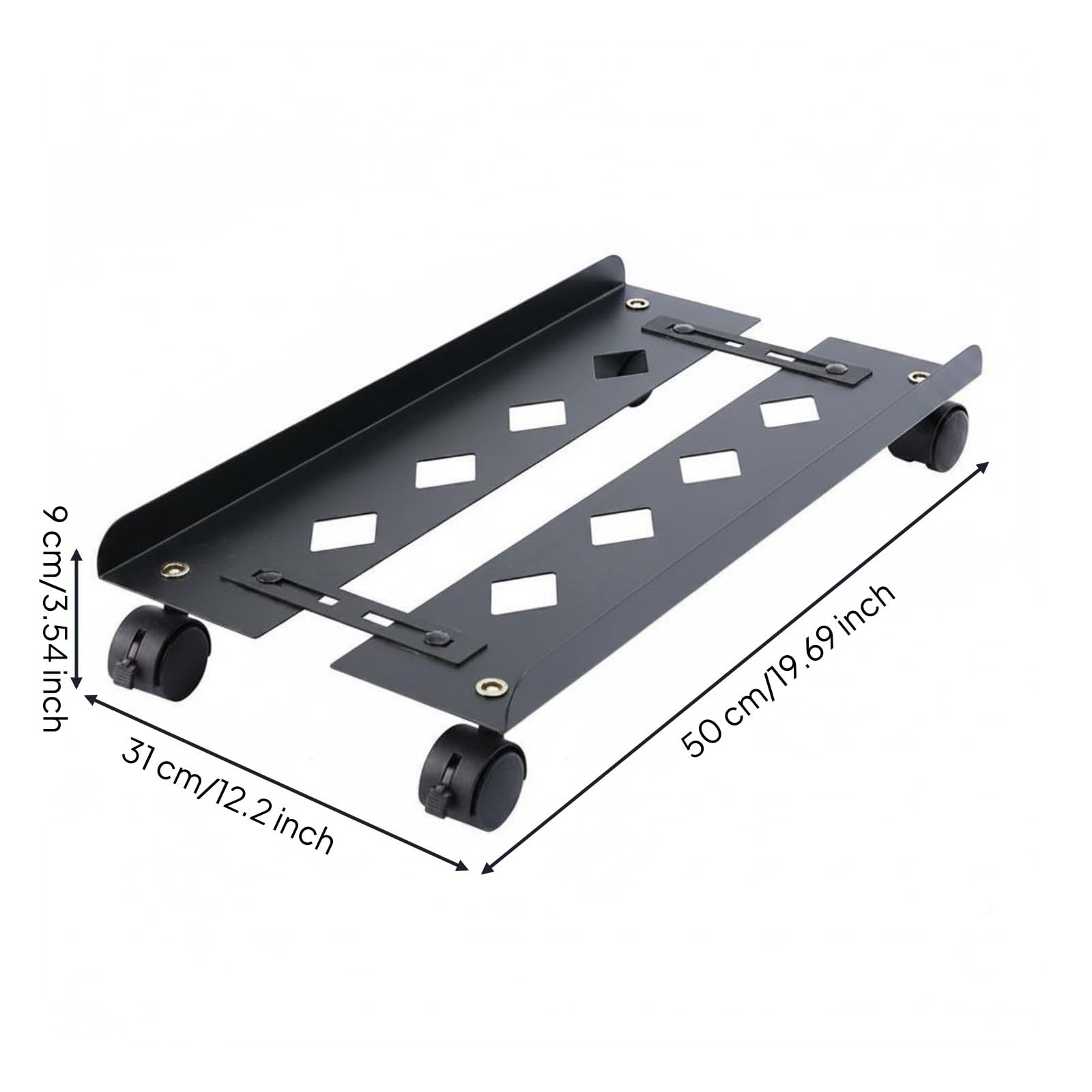 Soporte para Torre de Computadora con Carrito Ajustable Base Rodante de CPU y Porta Gabinete Acero al Carbono Resistente, Soporte De CPU Negro, 1.3mm De Grosor, Ajustable De 20-31cm
