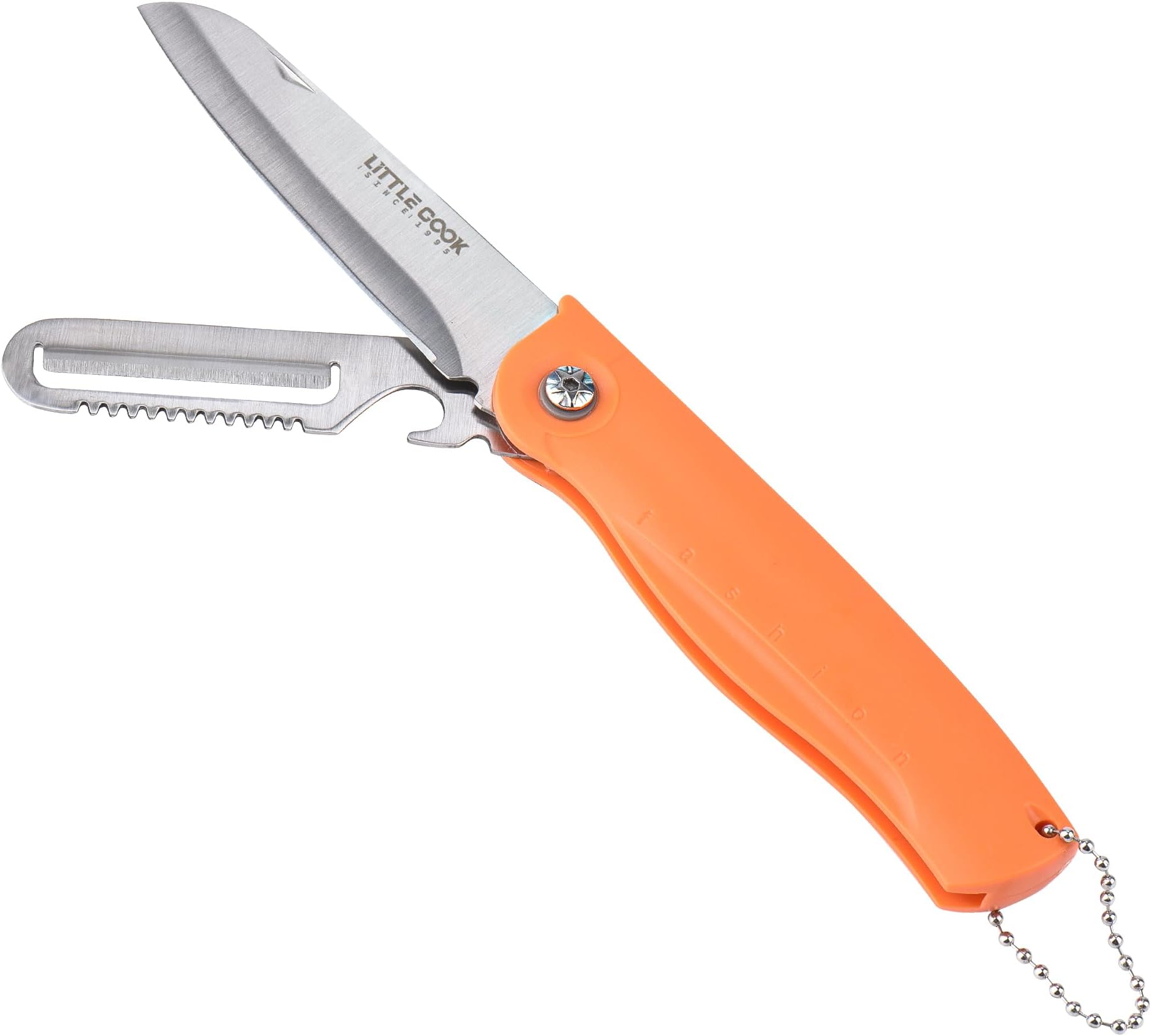 AYADA Travel Pocket Paring Knife Fruit Knife Peeling Vegetable Peeler Folding Foldable Multi Function Small Portable Bottle Opener for Kitchen Traveling Camping Outdoor Stainless Steel Plastic 2 Blade