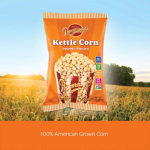 Popcornopolis Gourmet Popcorn Snack Bags, Pack of 24 Kettle Corn 1.5 Ounce Bags