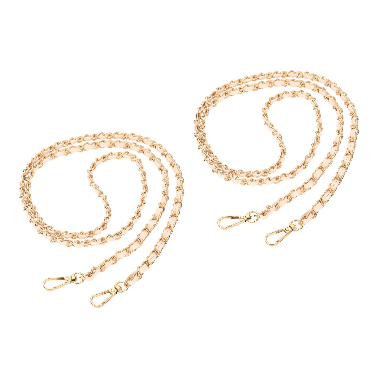 Sangle de rechange en cuir abricot avec boucles dorées pour sac à main et bandoulière x2