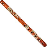 Vista 10 de Grabadora de viento de madera de bambú de madera nativa tribal con patrón de flauta de viento de madera - Regalos hechos a mano Instrumentos Azul