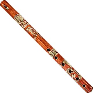 Mia Jewel Shop - Handmade Colored Bamboo Wooden Flute | Tribal Nature Pattern | Native Recorder for Beginners, Meditation & Music Lovers (Orange)