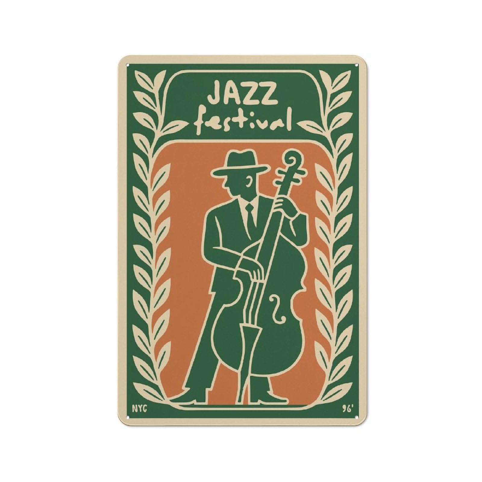 Vintage Jazz Festival Metal Plaque 30x20cm, Diner Style Decor for Bakery, Diner, Cafe Or Family Room