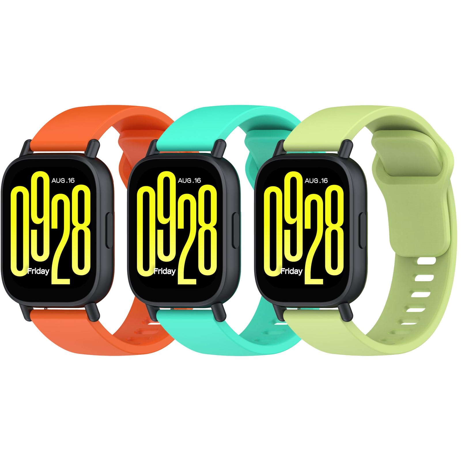 Garmcool 3 Pack 22mm Bands Compatible for Xiaomi Redmi Watch 5 Active/Lite Strap Orange, Teal, lime for Women Men Soft Silicone Sport Replacement Straps (No Watch) — image 1