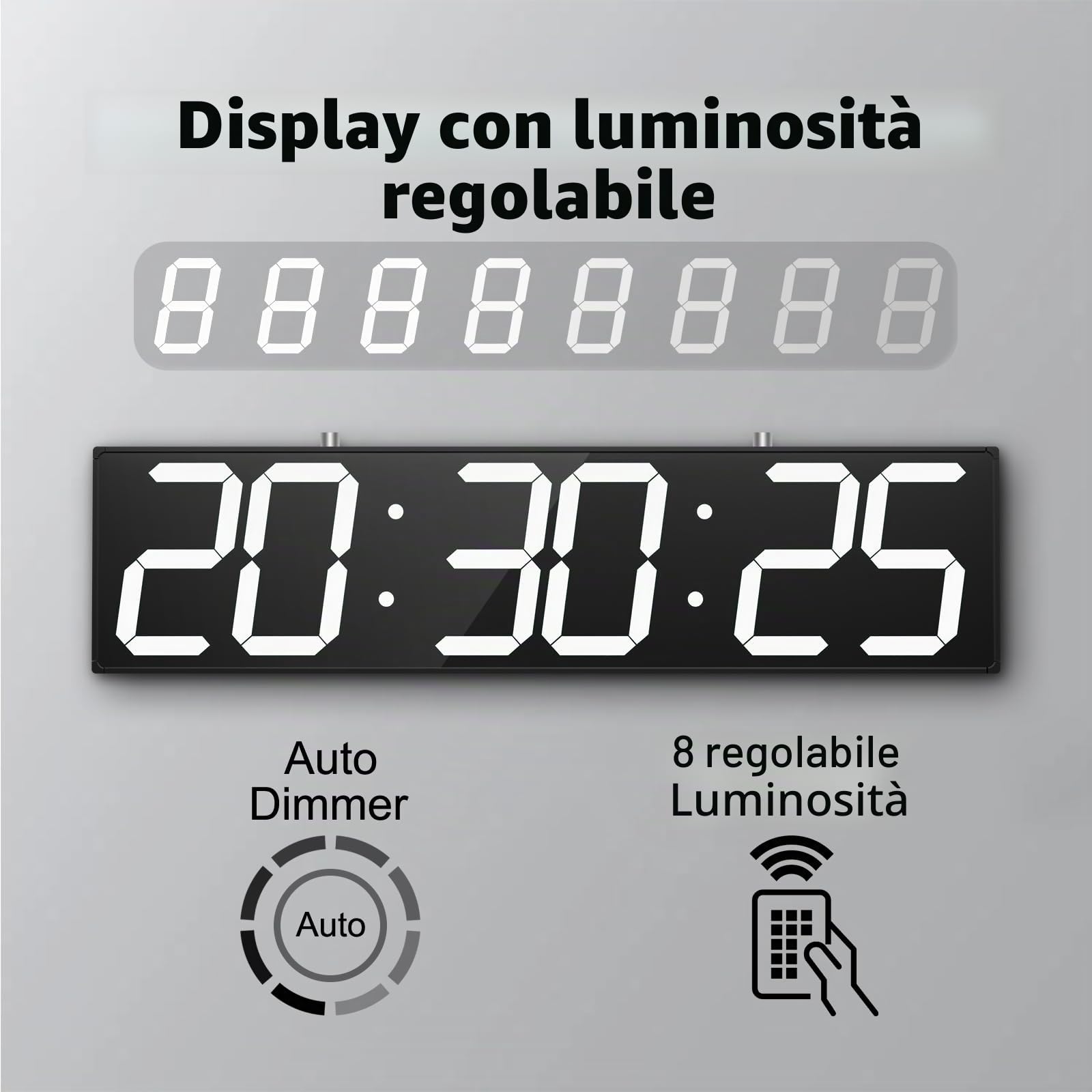 CHKOSDA Orologio da parete digitale a doppia faccia da 72,1 cm, multifunzione a LED, grande timer con temperatura e data, orologio digitale da appendere grande display per corridoi, ospedali (bianco)