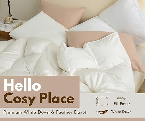 Miniatura 2 de Edredón de plumas de ganso, tamaño Queen para todas las estaciones, relleno de edredón 100% algodón orgánico, edredón de la colección de hotel,