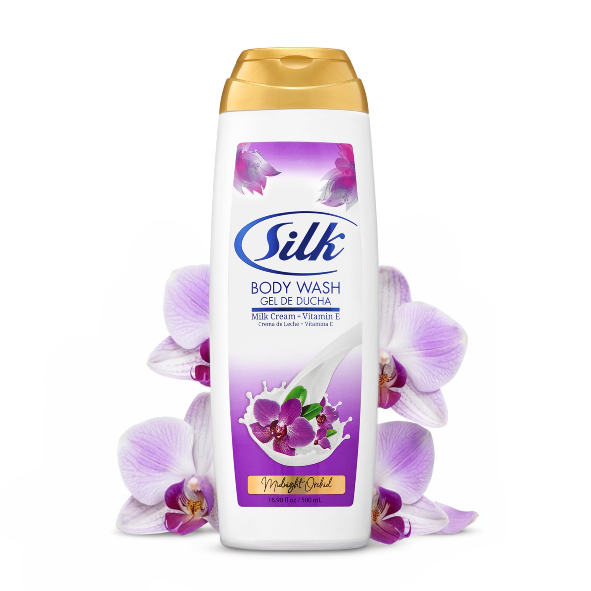 SILK Moisturizing Body Wash for Woman Man - Daily Hydrating Shower Gel and Foaming Cleanser with Vitamin E