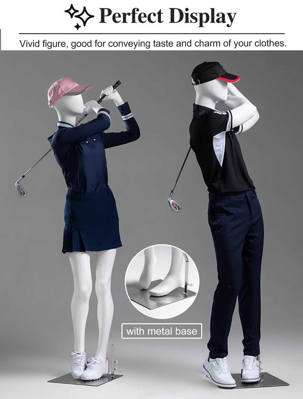 Manekin golfowy do ekspozycji ubrań, realistyczny smoczek z podstawą do sprzętu sportowego, trwały i funkcjonalny stojak na model