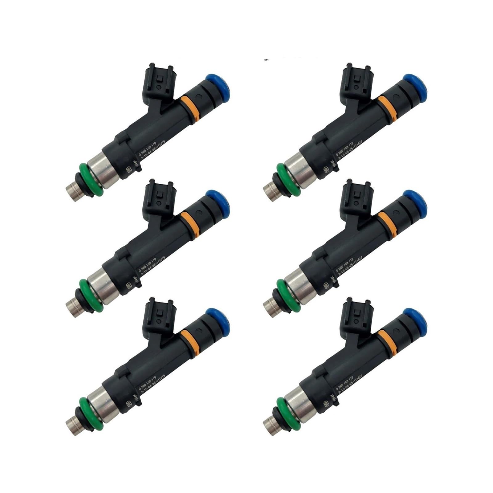 for Jeep for Wrangler III (JK) 3.8 RWD 2007 2008 2009 2010 Fuel Injectors Valve Nozzle 1-6Pcs 0280158119 04861667AA Injector Nozzle(6 Piece)