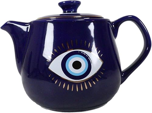Ebros Gift Gothic Alchemy - Tetera de porcelana Wicca Evil Eye Of Providence, 18 onzas líquidas, servicio para 1 tetera con colador de acero