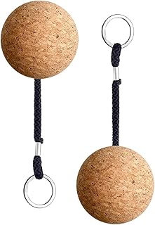 NOPEILVI 2PCS Floating Cork Keyrings,Floating Cork Ball Wooden Floatable Water Sports Keyring Buoyant Keychain Floating Cork Ball Keyring Canoe Key Float for Swimming Diving 50MM
