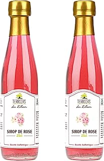 Jarabe de Rosa Libanés Auténtico - 100% Artesanal - Sin Colorantes ni Conservantes - Ideal para Bebidas, Postres y Cócteles - Certificado Comercio Justo - 2 x 25cl - Terroirs du Liban