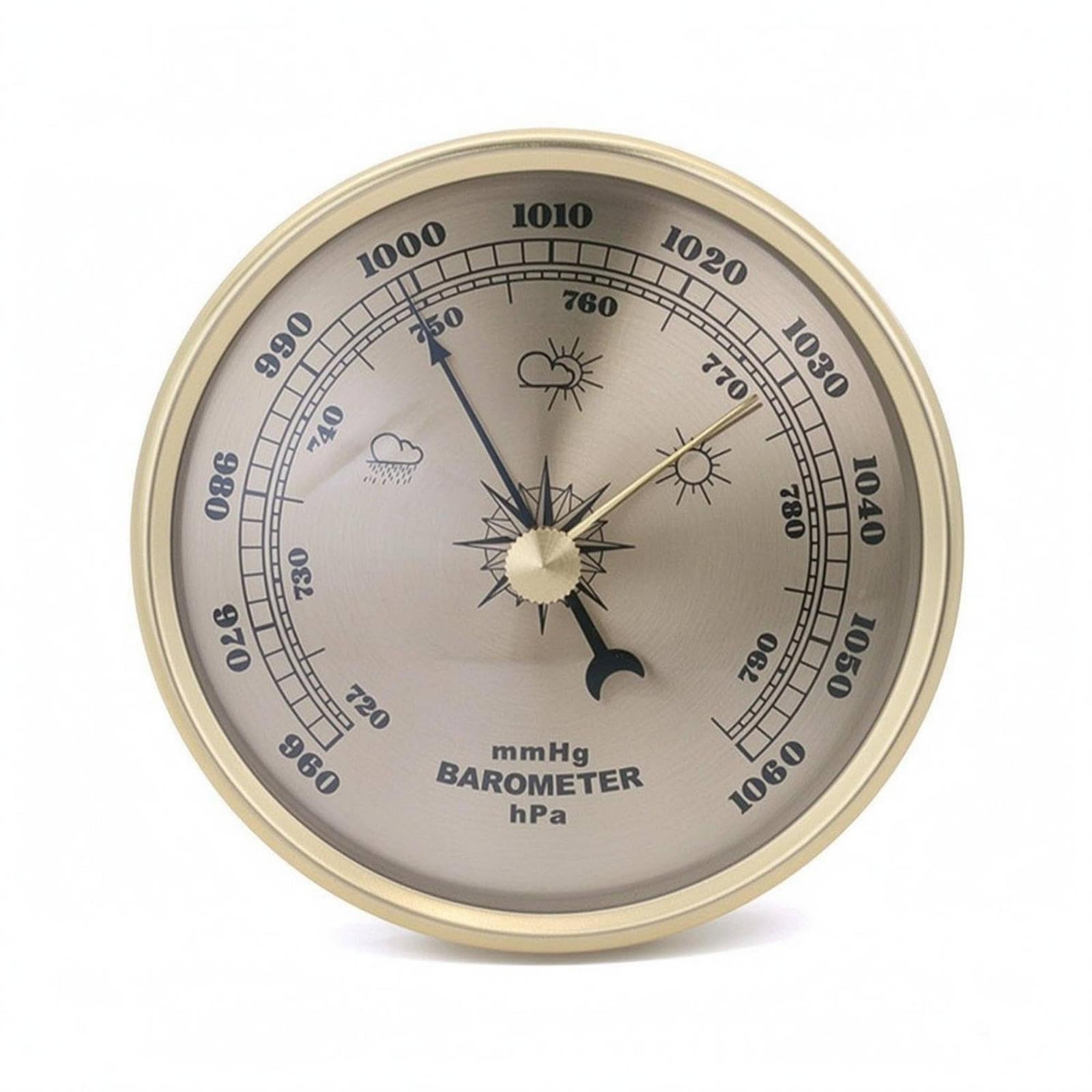 Round Analog Atmospheric Pressure Meter Brushed Gold Metal Dial Atmospheric Pressure Meter Double Scale|Collectibles| Science & Medicine (1930-Now)| Scientific Instruments| Barometers-image-30