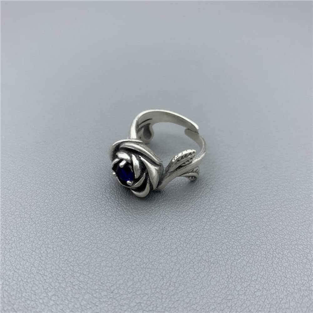 Anello Regolabile,S925 Anello In Argento Sterling Con Fiore Di Rosa Anelli Regolabili Anello Aperto Retrò In Argento Anello Per Il Pollice Anello Per Eternità Fascino Di Nozze Gioielli Regali Per