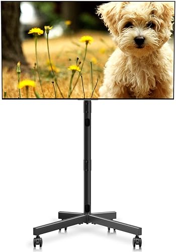 XINLEI Carrito de TV móvil giratorio con ruedas, soporte de TV rodante para televisores de pantalla plana de 26 a 55 pulgadas, vertical a paisaje,