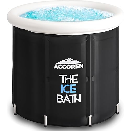 New Upgraded Ice Bath Tub, Metal Support for Athletes, Fitness Lovers - Sturdy Foldable Cold Plunge Tank - Portable Cold Therapy Tub - Modern Cold Plunge Barrel for Adults