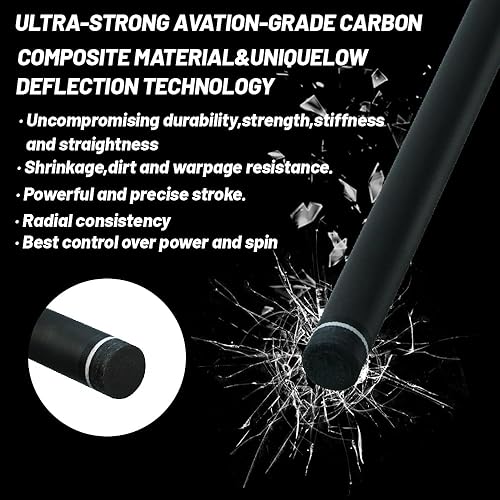 Miniatura 6 de 29.13 pulgadasRadial Ondulado 38-10 38-11 38-14 Uni-Loc 516-18 Eje de Taco de Billar de Fibra de Carbono, Eje de Taco de Baja Deflexión, Eje de Taco