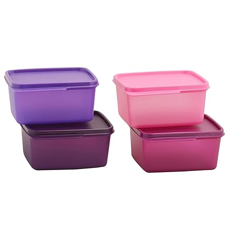 Tupperware Keep Tab Plastic Container Set, 500ml, Set of 4, Multicolour (TUP_B01AXR1M88)