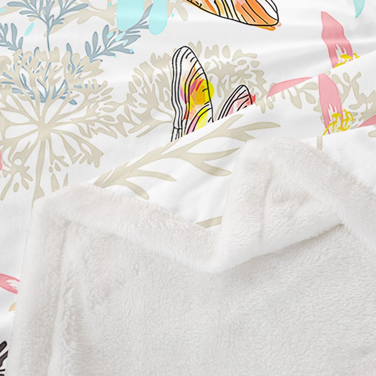 Feelyou Dragonfly Fleece Sherpa Throw Blanket Soft Cozy Fluffy Botanical Fuzzy Blanket Caring Gift for Women 50"x60" - Image 5
