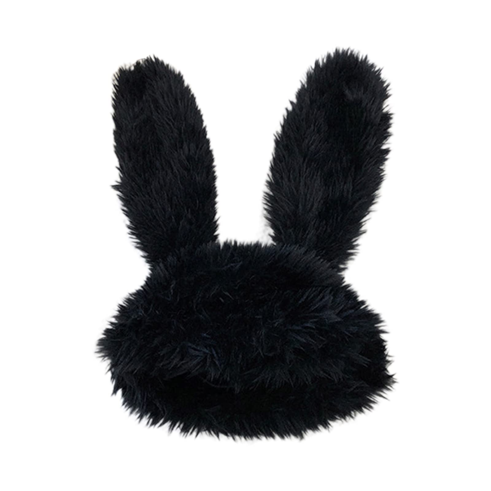 Unisex Solid Color Plush Hat Long Ear Shape Hat Warm Winter Plush Warm Skiing Supplies for Adult Teens