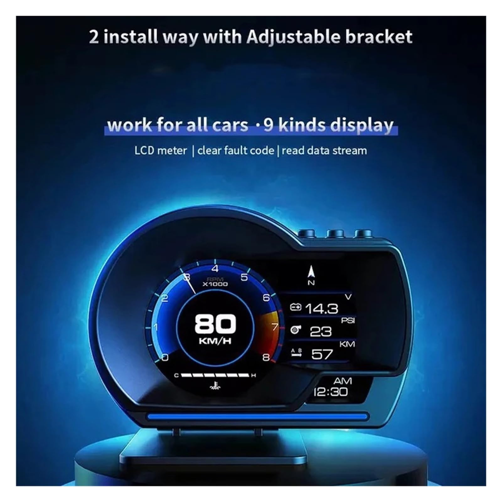 A501 Gauge Head Up Display OBD2 Smart Auto HUD Digitaler Kilometerzähler Sicherheitsalarm Turbo Wasser- Und Öltemperatur Drehzahlmesser Auto Meter Multifunktionsinstrument