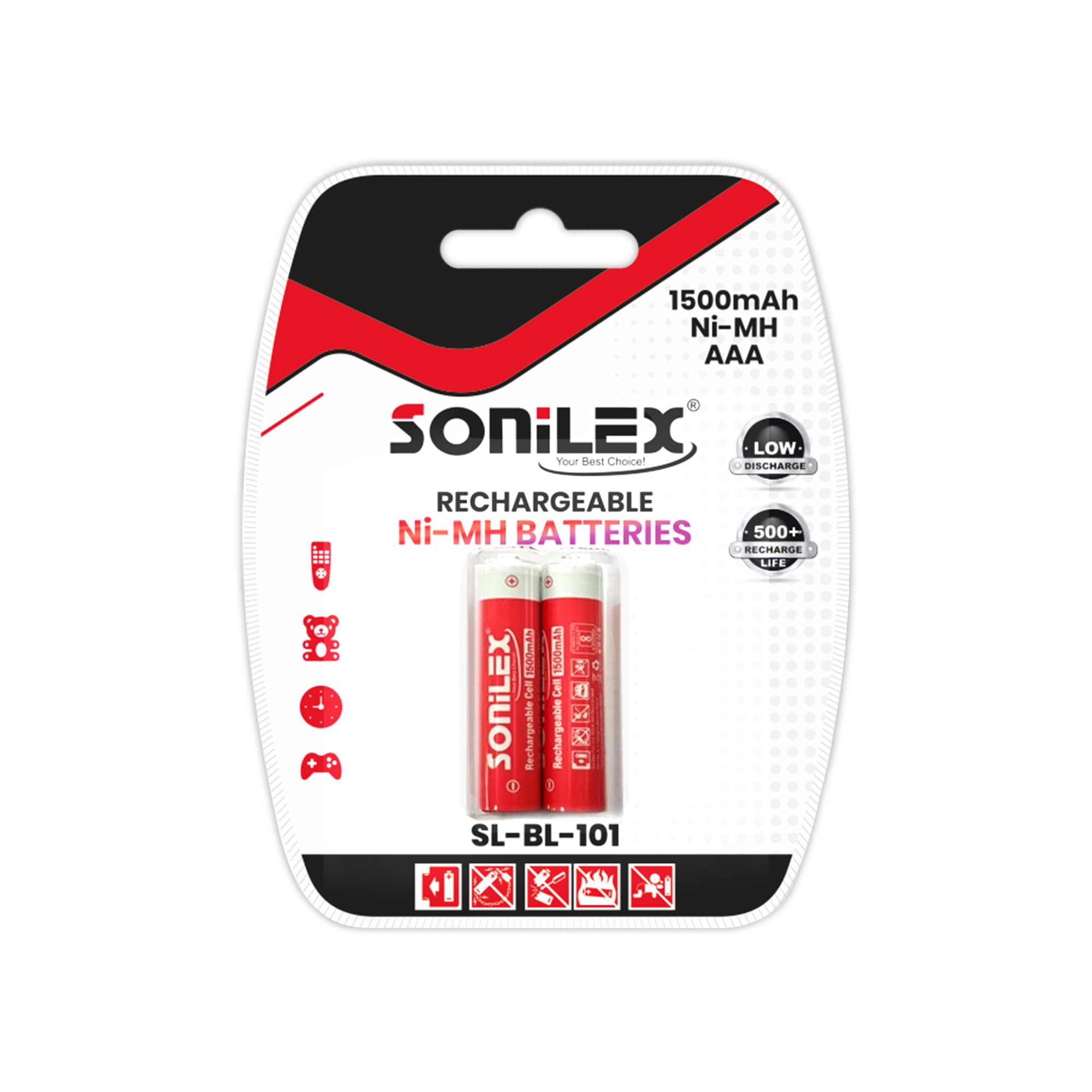 Sonilex AAA Rechargeable Batteries 1500mAh Ni-MH Low Discharge 500+ Recharge Cycles Pack of 2-image-27